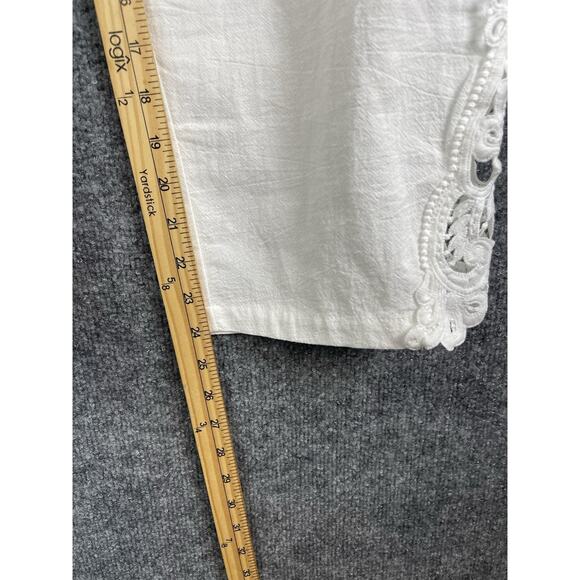 Women's Capri Pants Size Large Embroidered Side Hem 100% Cotton - Picture 5 of 10